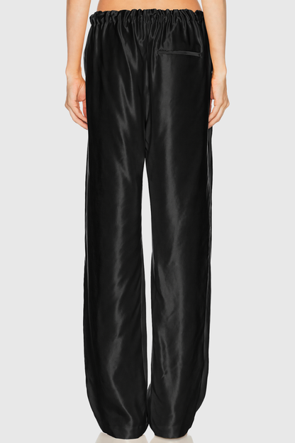 Landra Satin Ruched Pants - Black