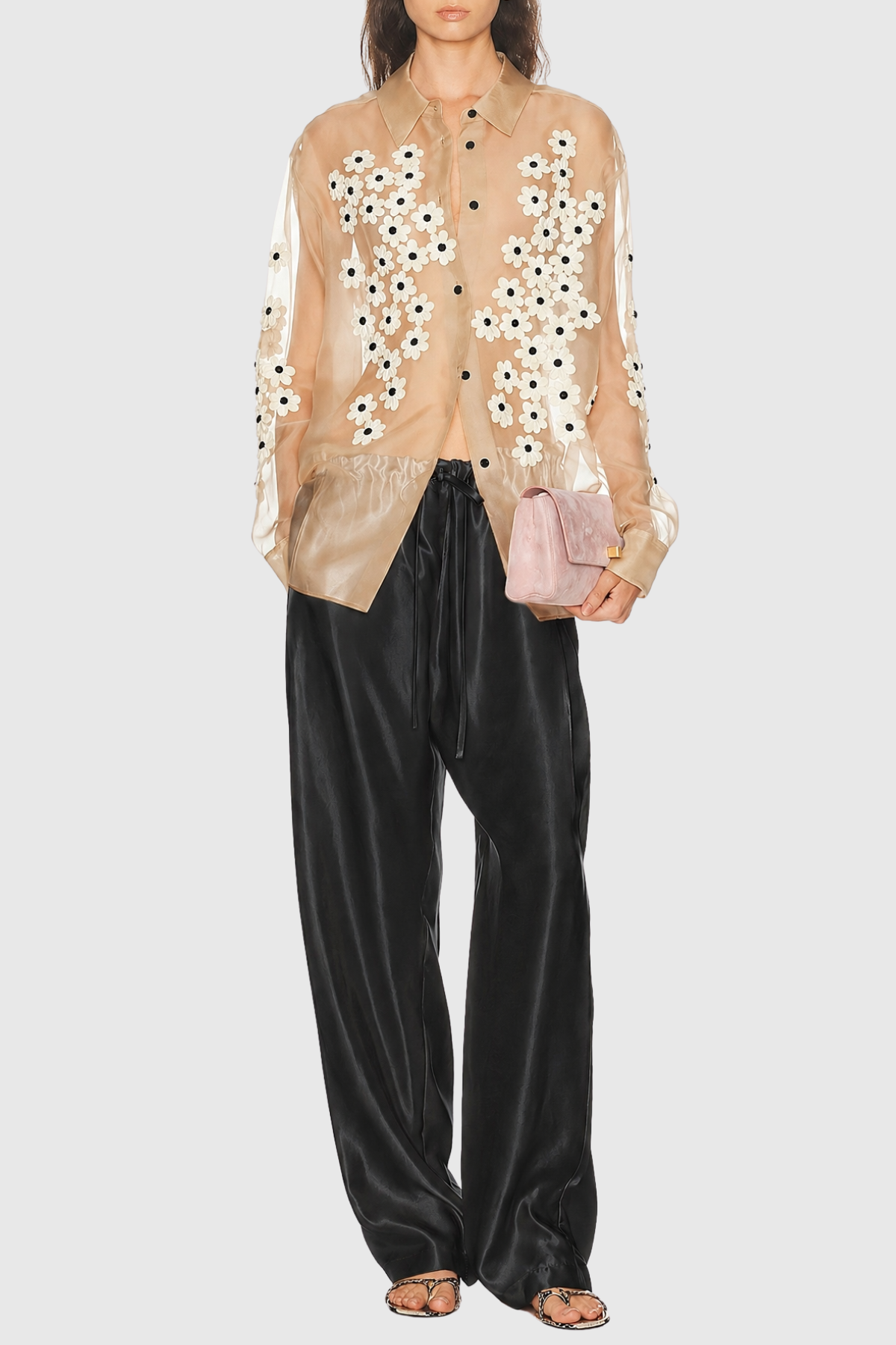 Landra Satin Ruched Pants - Black