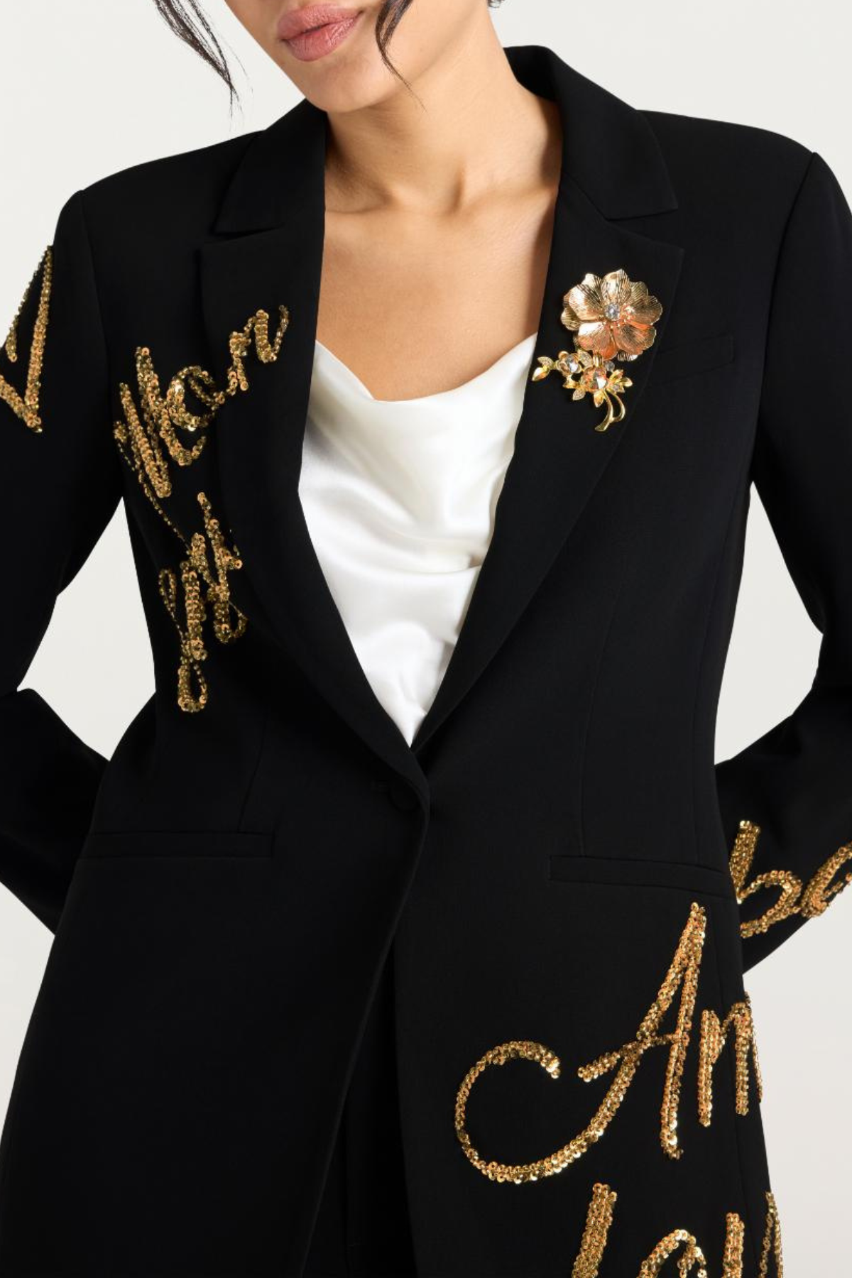 Laramie Loveletter Sequin Blazer & Pants Set - Black