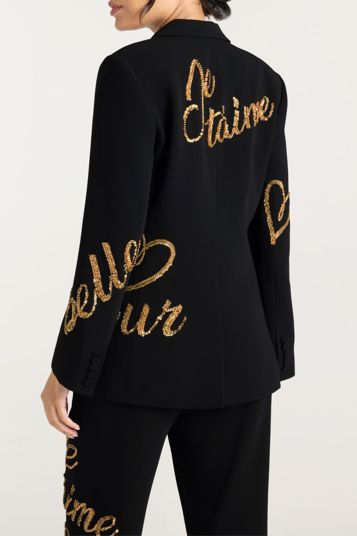 Laramie Loveletter Sequin Blazer & Pants Set - Black