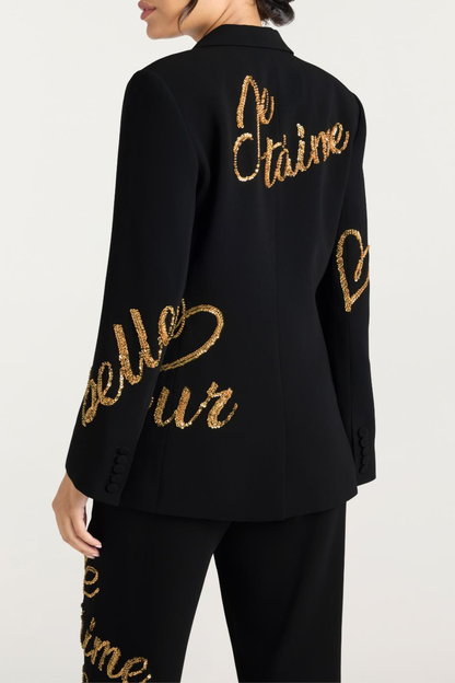 Laramie Loveletter Sequin Blazer & Pants Set - Black