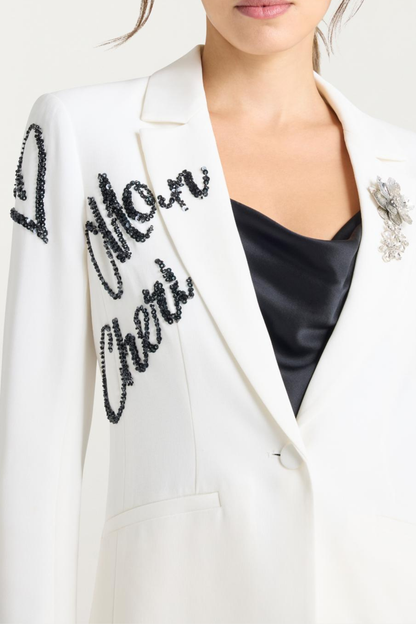 Laramie Loveletter Sequin Blazer & Pants Set - White