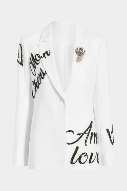 Laramie Loveletter Sequin Blazer & Pants Set - White