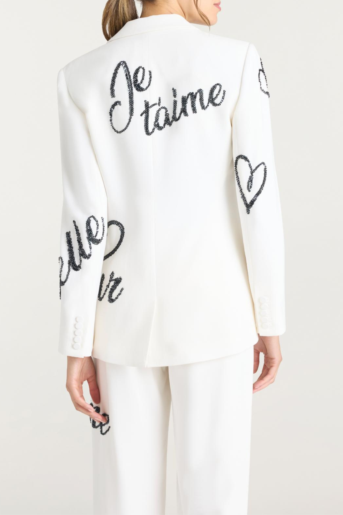Laramie Loveletter Sequin Blazer & Pants Set - White