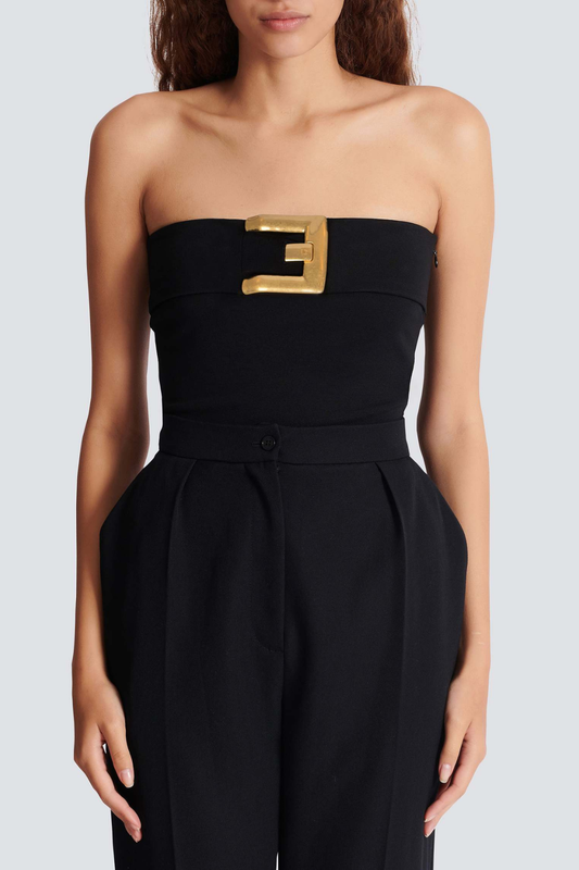 Latania Strapless Belted Bodysuit - Black