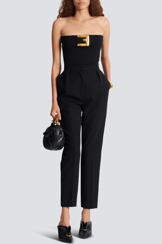 Latania Strapless Belted Bodysuit - Black
