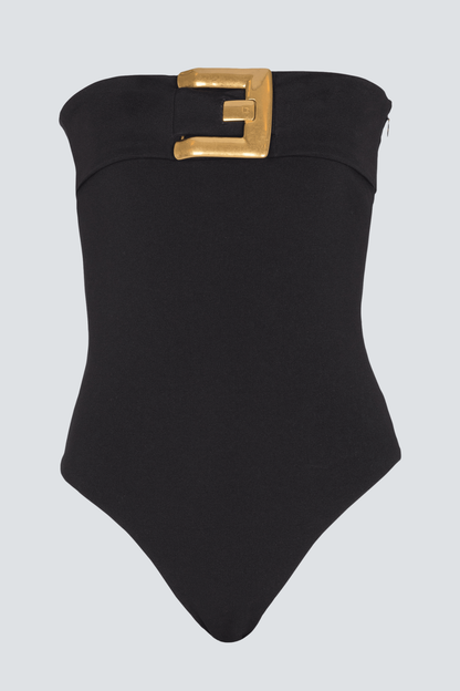 Latania Strapless Belted Bodysuit - Black