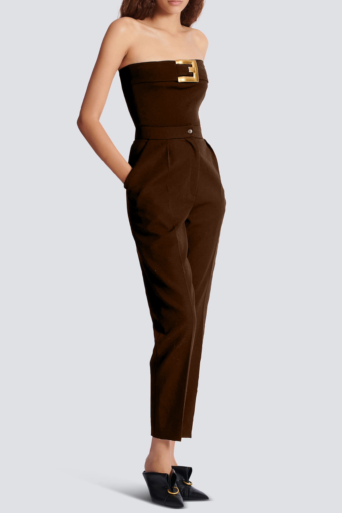 Latania Strapless Belted Bodysuit - Brown