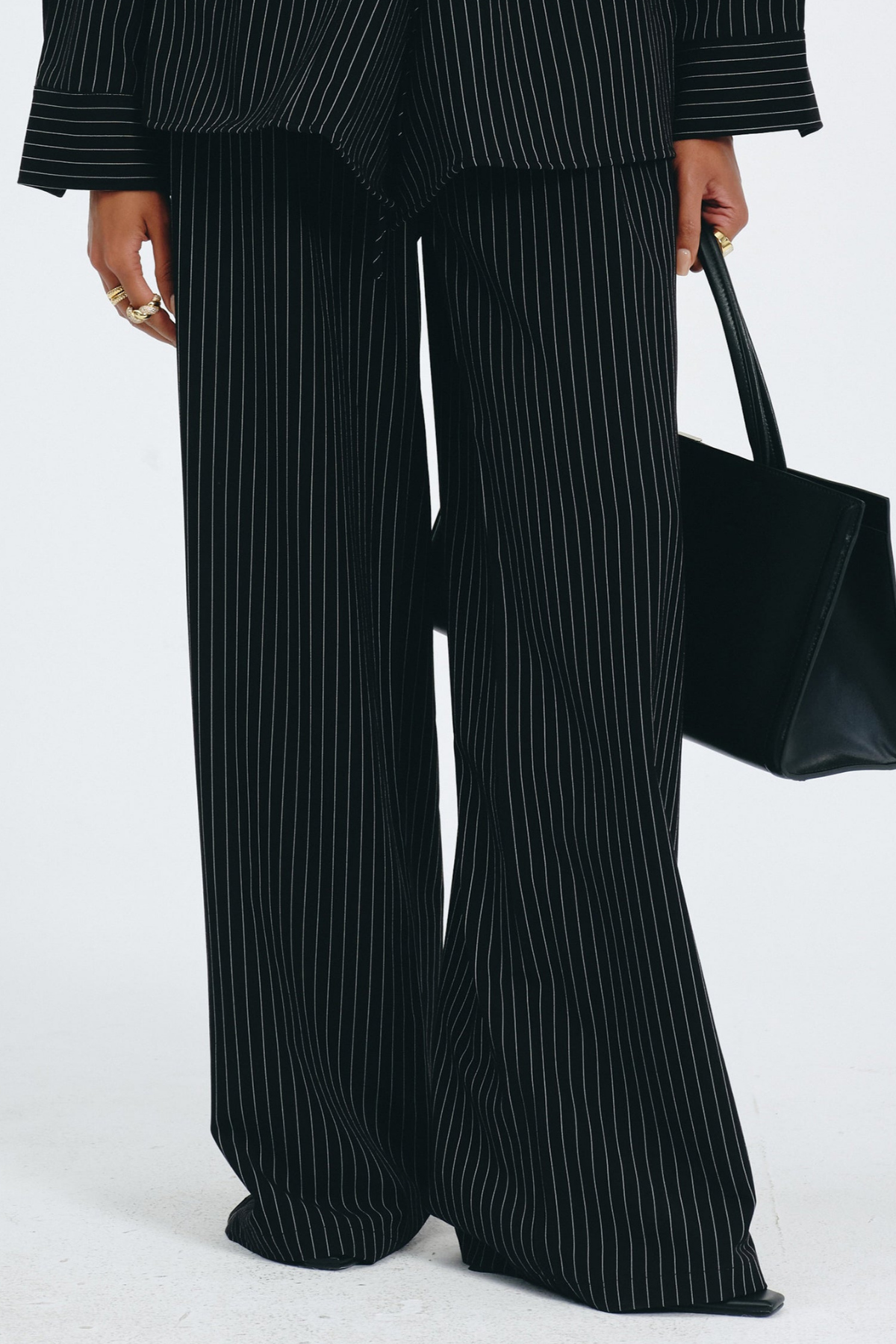 Latifa Stripe Belted Blazer - Black