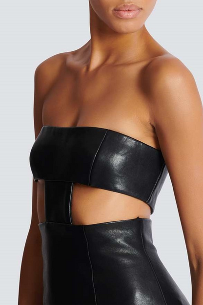 Lauro Leather Strapless Cutout Mini Dress