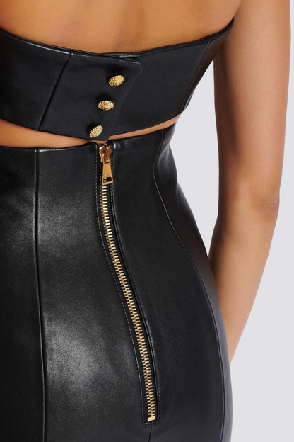 Lauro Leather Strapless Cutout Mini Dress