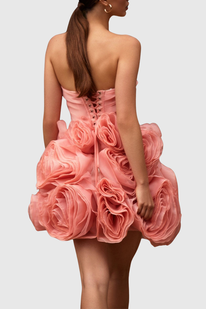 Lavan Floral Strapless Mini Dress - Pink