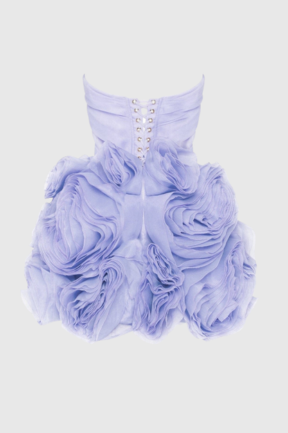 Lavan Floral Strapless Mini Dress - Purple
