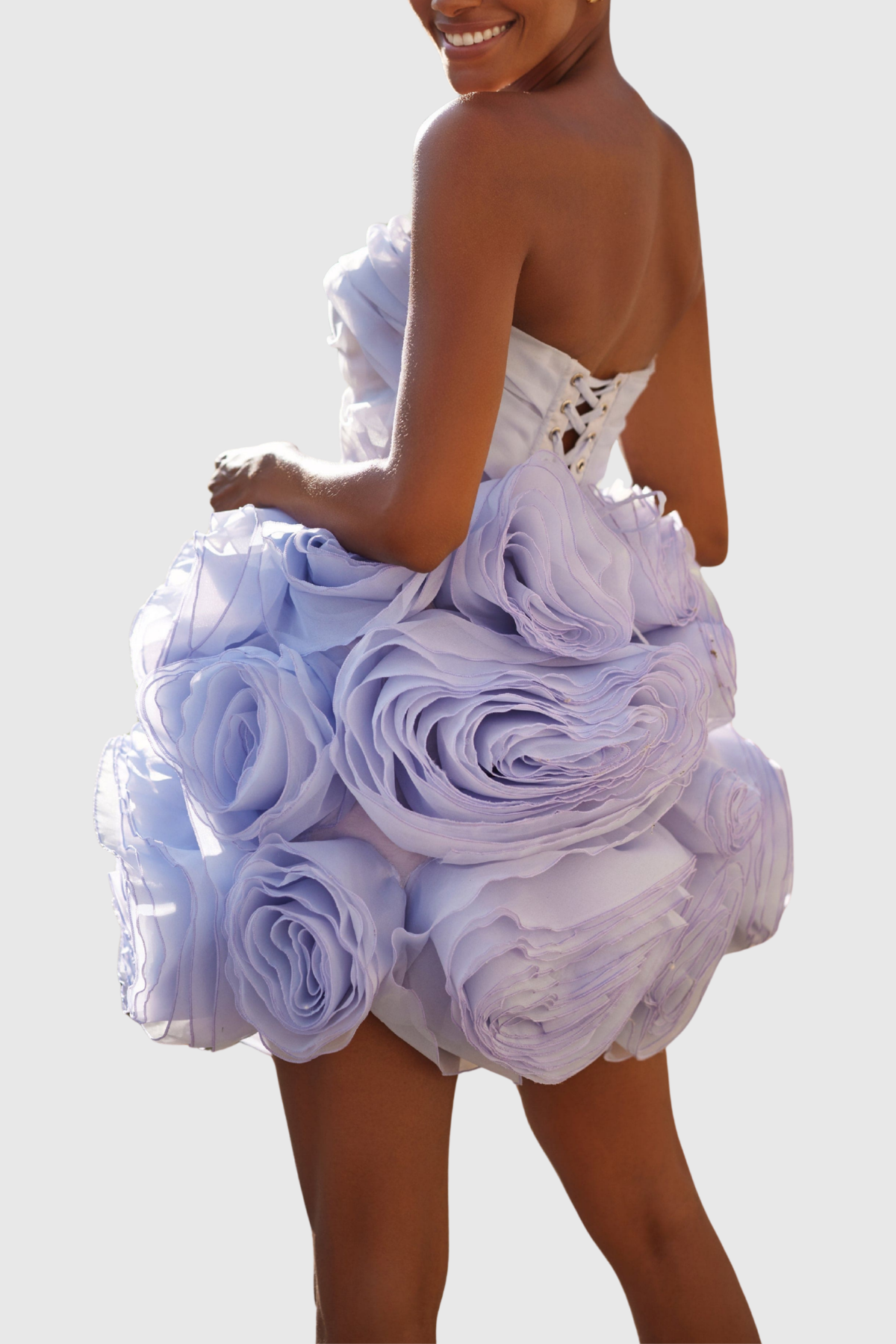 Lavan Floral Strapless Mini Dress - Purple