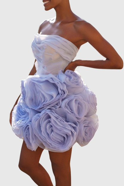 Lavan Floral Strapless Mini Dress - Purple