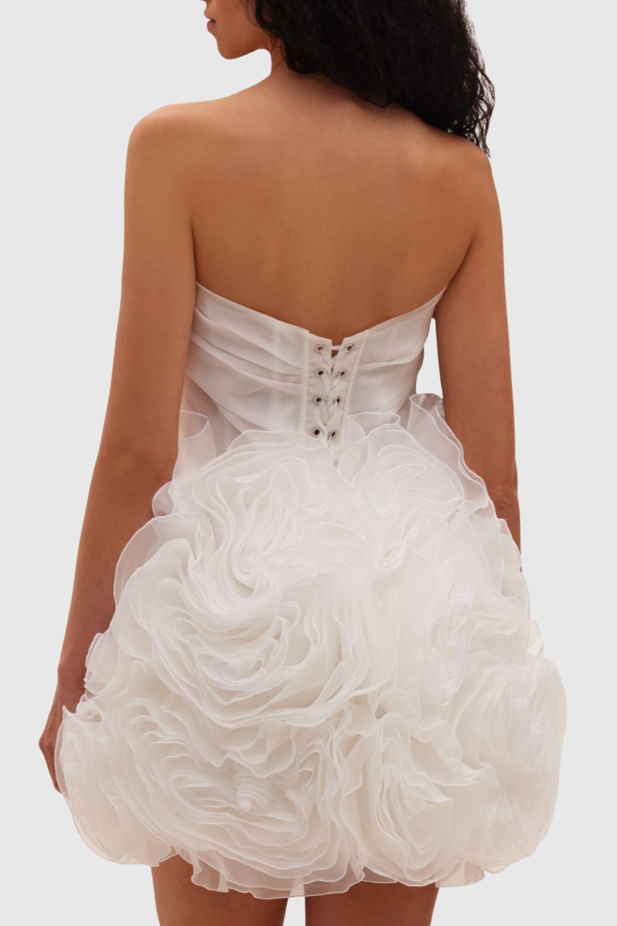 Lavan Floral Strapless Mini Dress - White