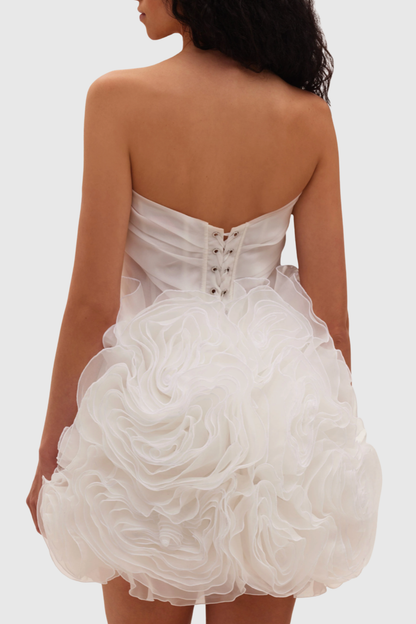 Lavan Floral Strapless Mini Dress - White