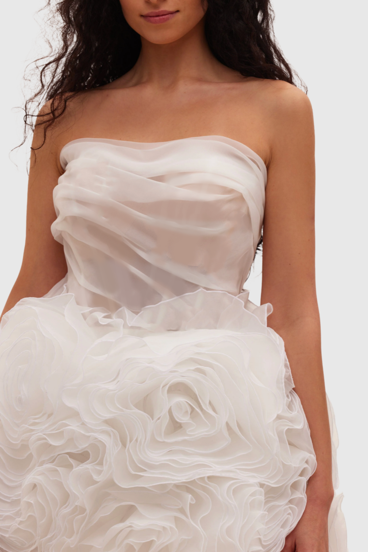 Lavan Floral Strapless Mini Dress - White