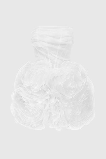 Lavan Floral Strapless Mini Dress - White