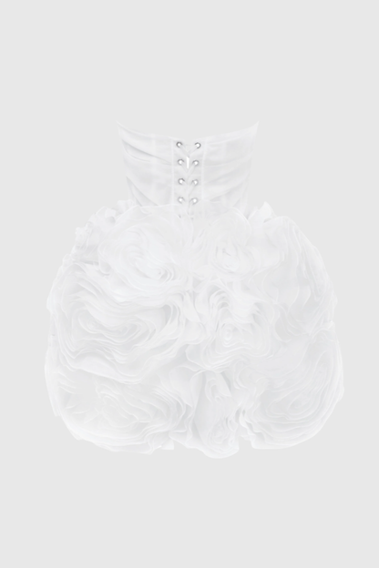 Lavan Floral Strapless Mini Dress - White