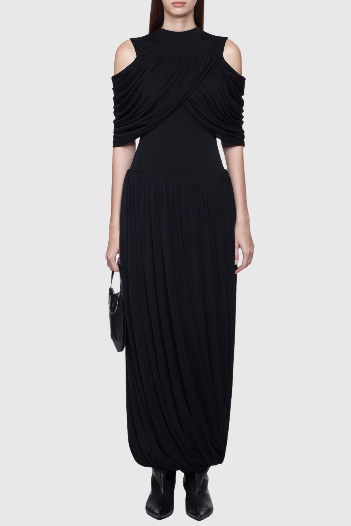 Lavivi Draped Cutout Maxi Dress - Black