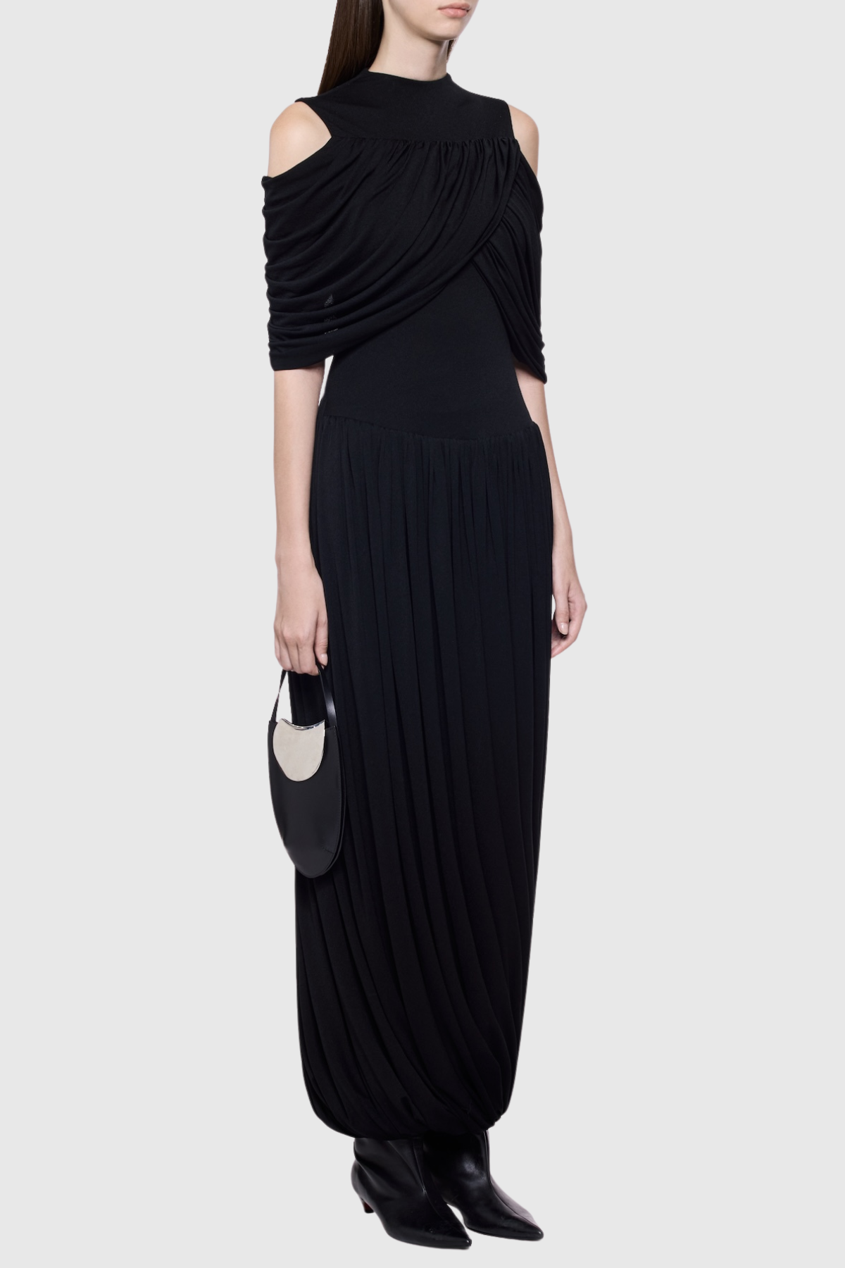 Lavivi Draped Cutout Maxi Dress - Black