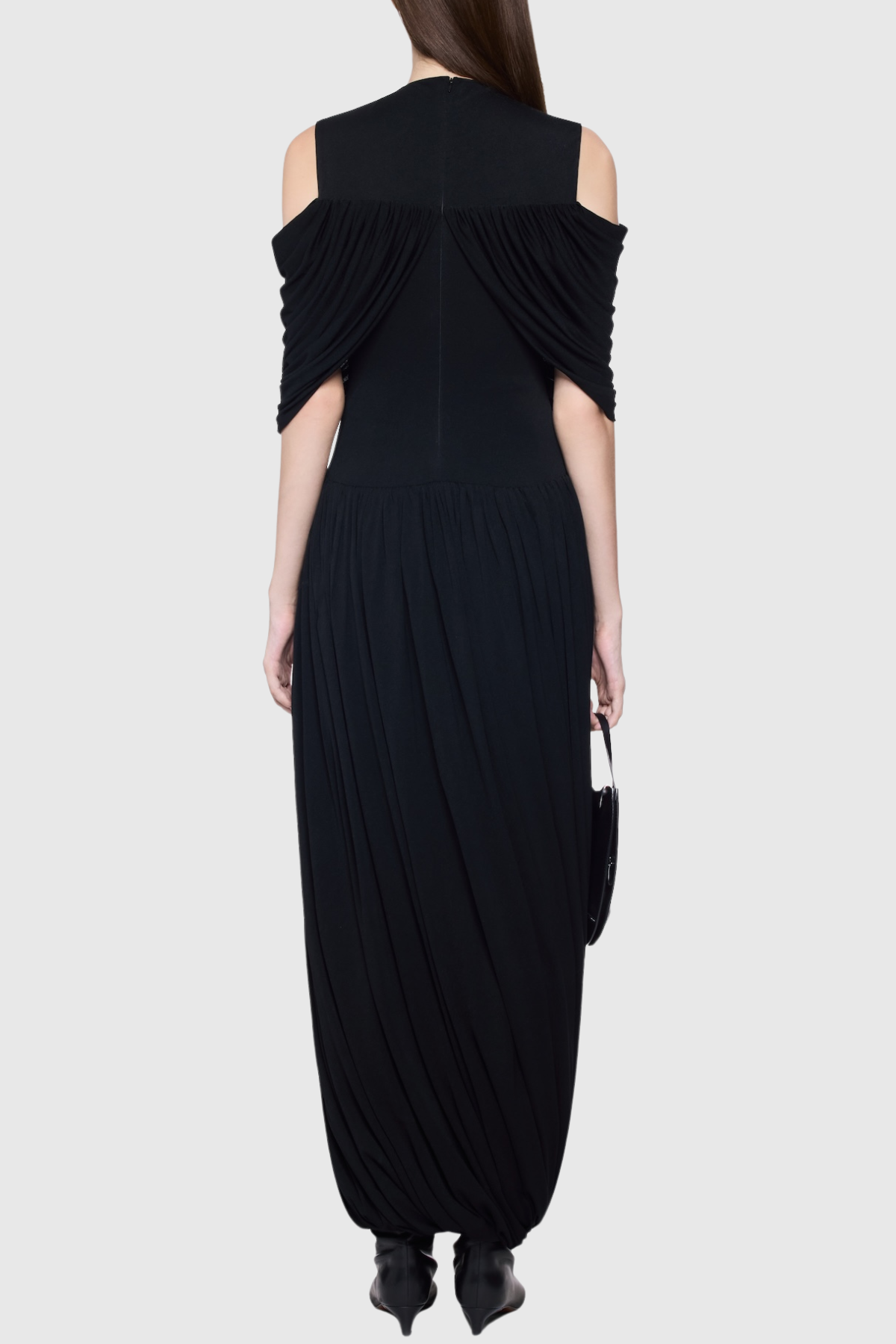 Lavivi Draped Cutout Maxi Dress - Black