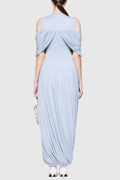 Lavivi Draped Cutout Maxi Dress - Blue