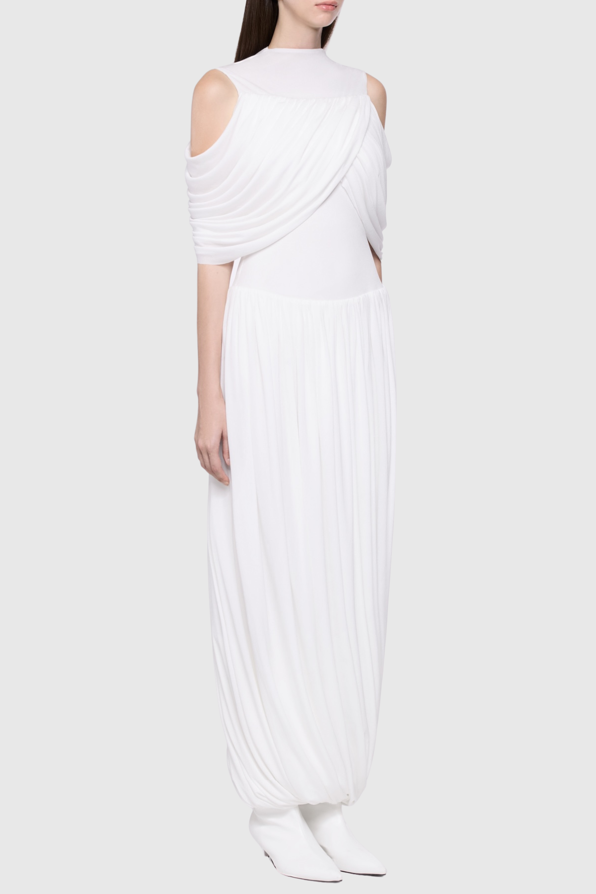 Lavivi Draped Cutout Maxi Dress - White
