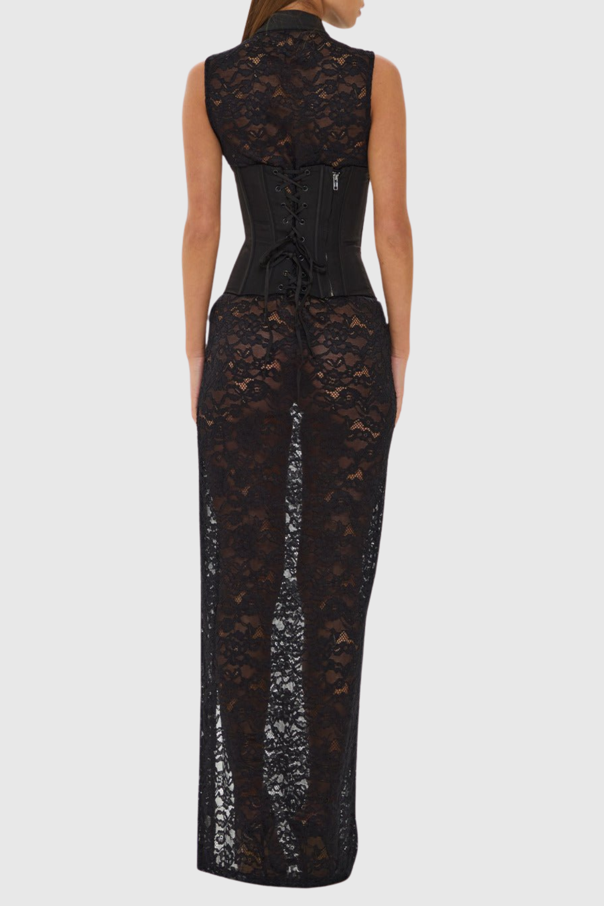 Leade Lace Corset Cutout Maxi Dress