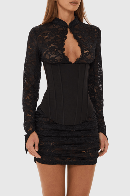 Leade Lace Corset Cutout Mini Dress