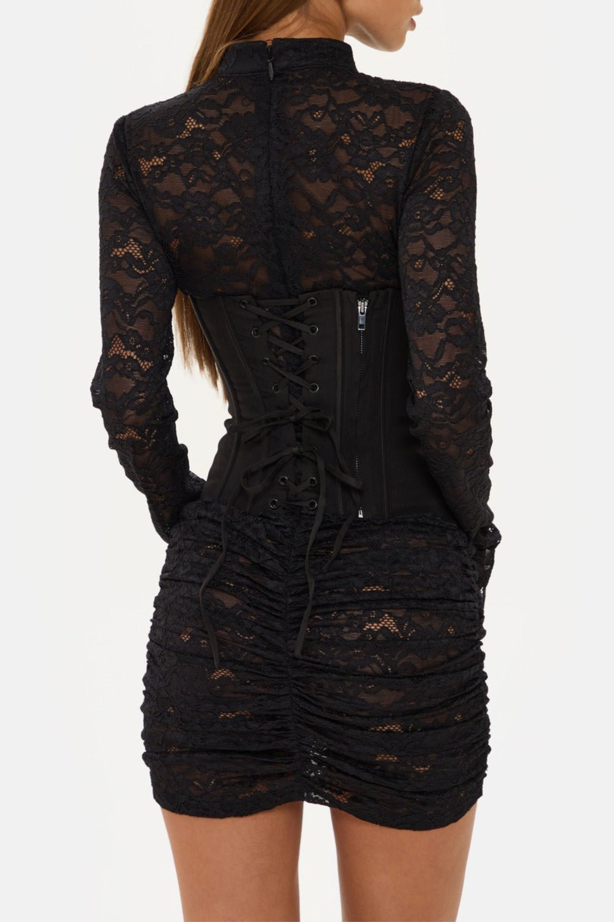 Leade Lace Corset Cutout Mini Dress
