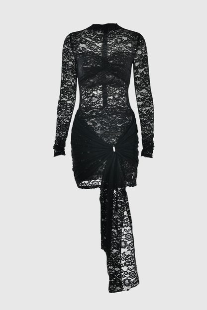 Leade Lace Draped Mini Dress