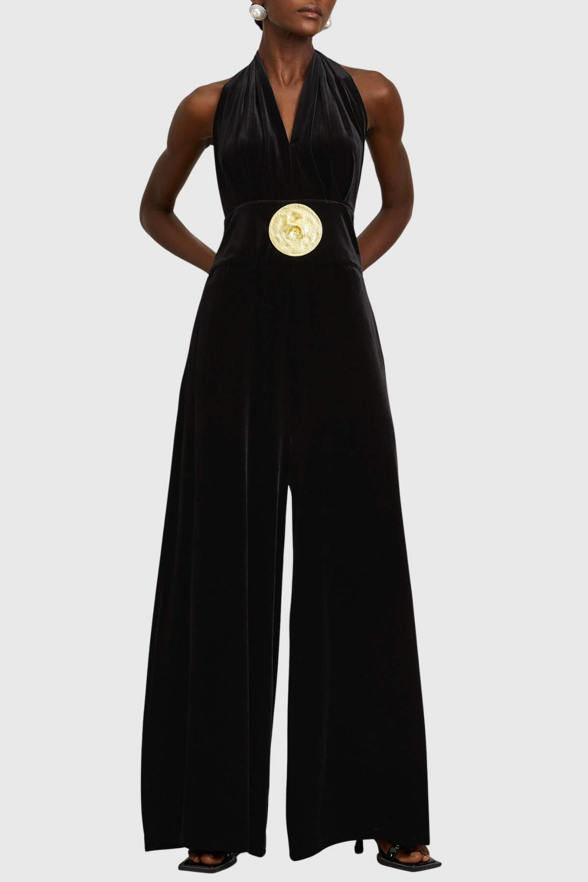 Leiba Halter Velvet Jumpsuit - Brown
