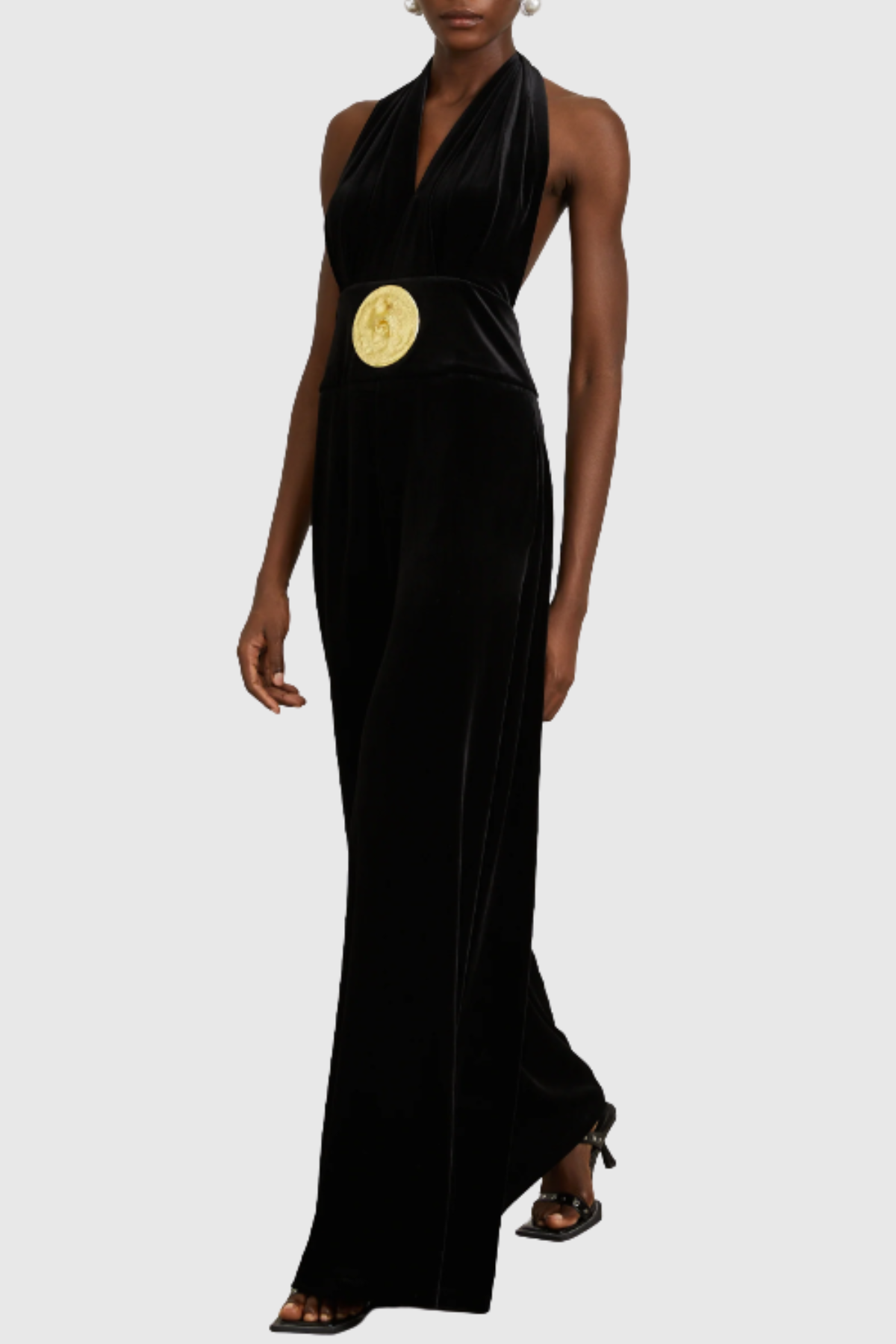 Leiba Halter Velvet Jumpsuit - Brown
