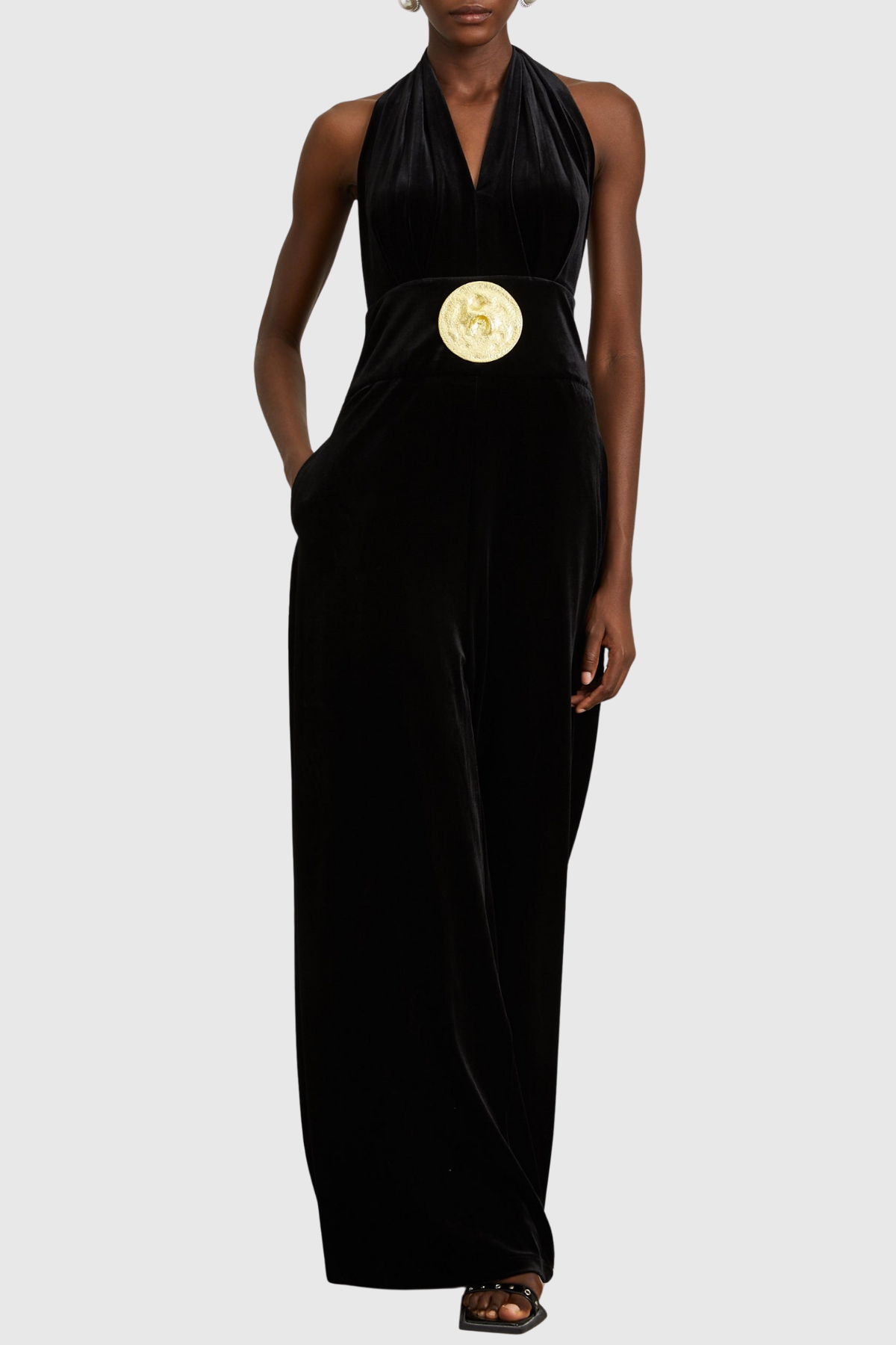 Leiba Halter Velvet Jumpsuit - Brown