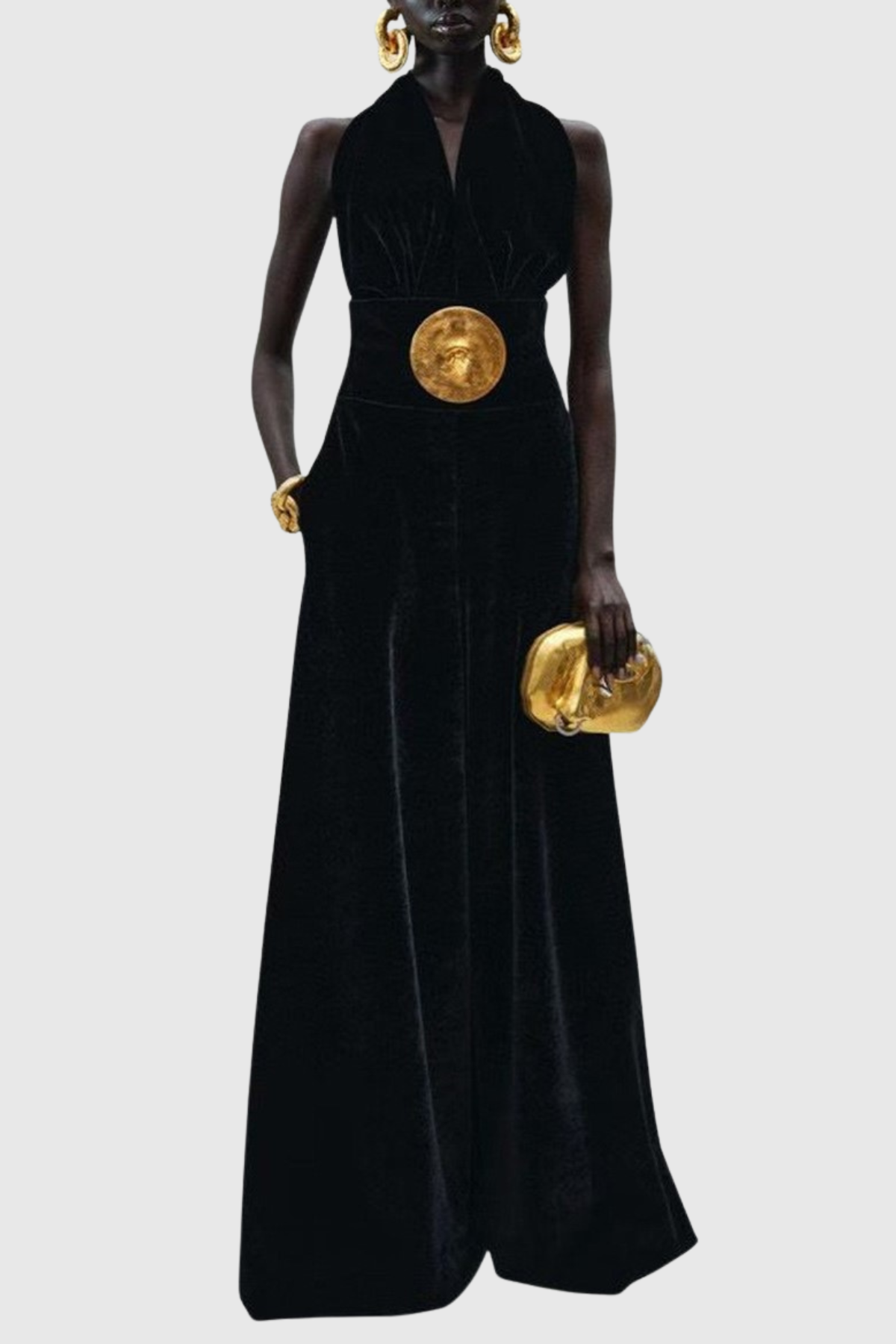 Leiba Halter Velvet Jumpsuit - Brown