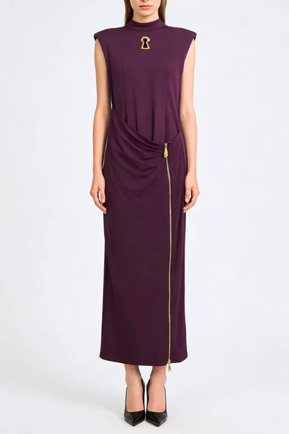 Leifs Sleeveless Zip Maxi Dress - Purple