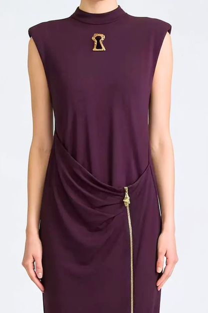 Leifs Sleeveless Zip Maxi Dress - Purple