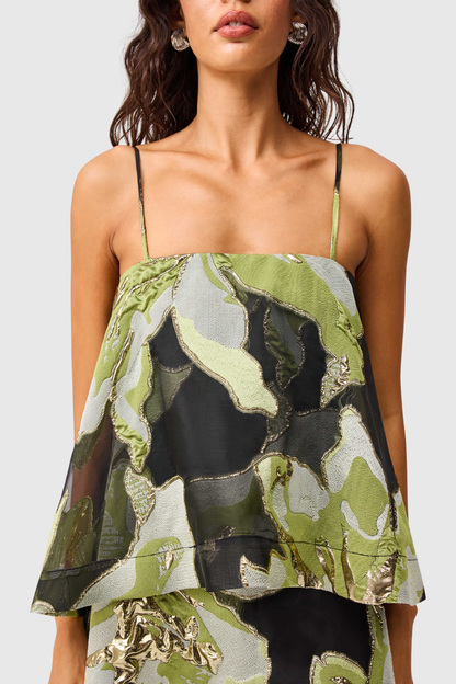 Lennox Floral Jacquard Maxi Dress - Green