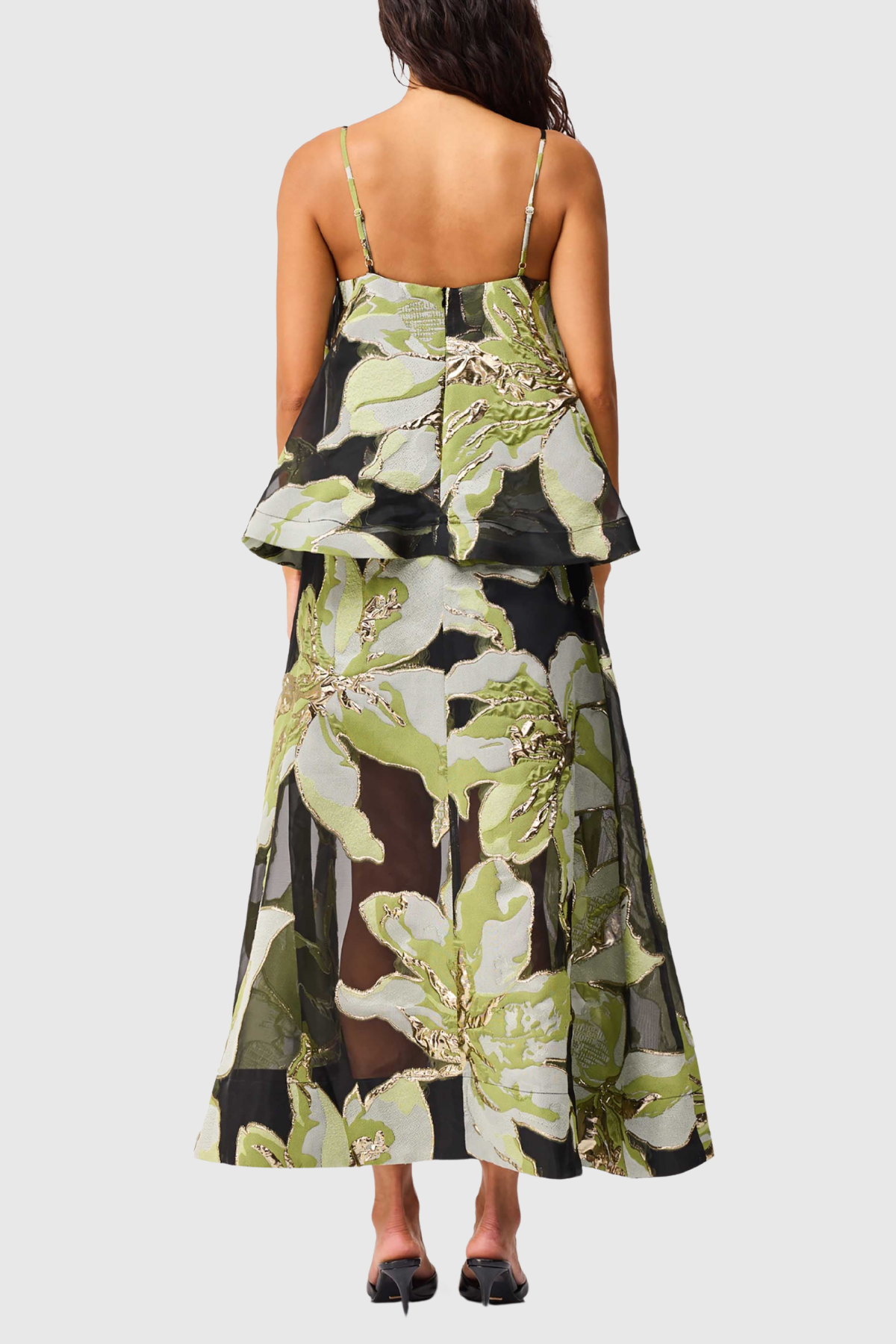 Lennox Floral Jacquard Maxi Dress - Green