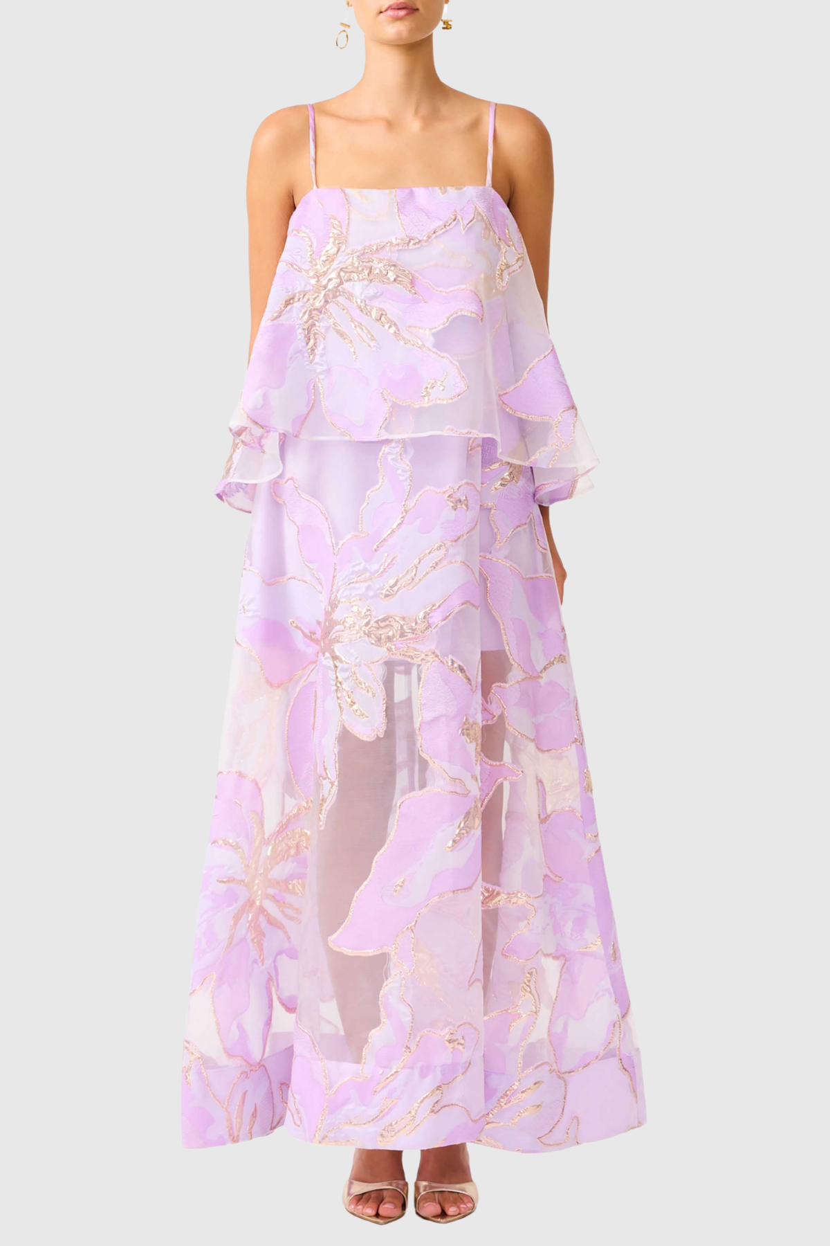 Lennox Floral Jacquard Maxi Dress - Purple