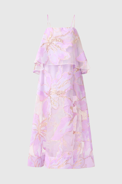 Lennox Floral Jacquard Maxi Dress - Purple