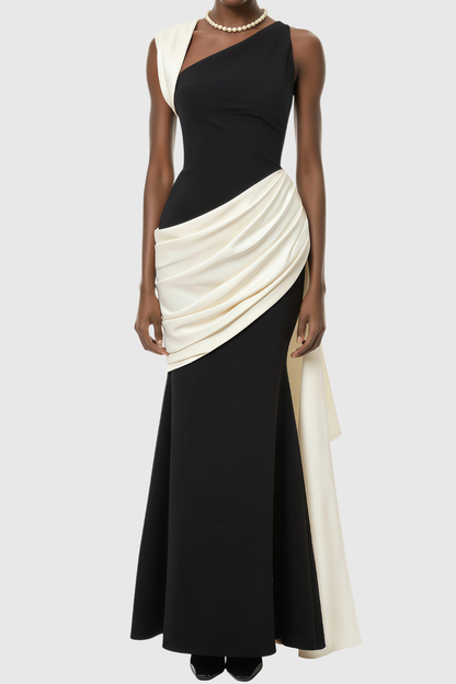 Leontine Asymmetric Ruched Maxi Dress