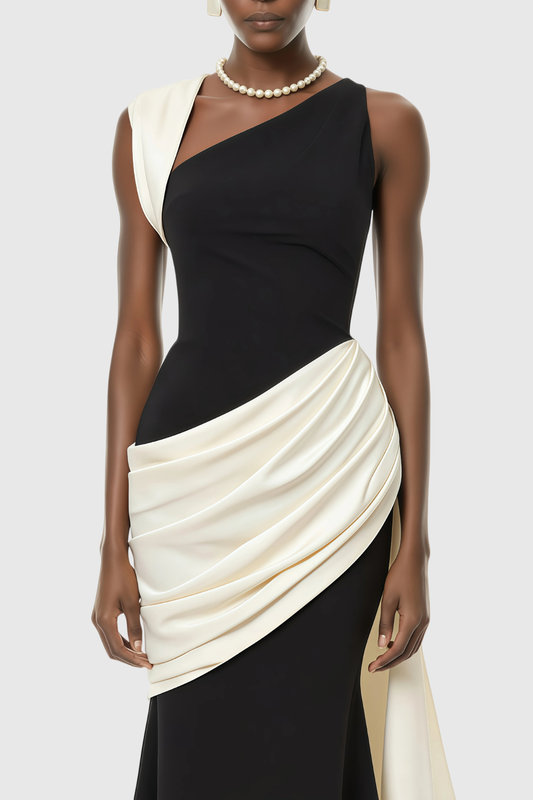 Leontine Asymmetric Ruched Maxi Dress