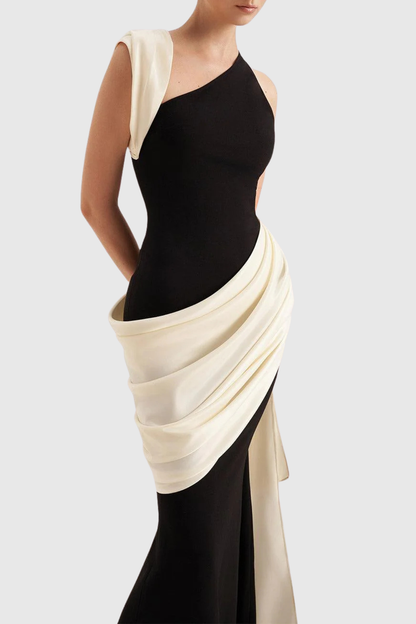 Leontine Asymmetric Ruched Maxi Dress
