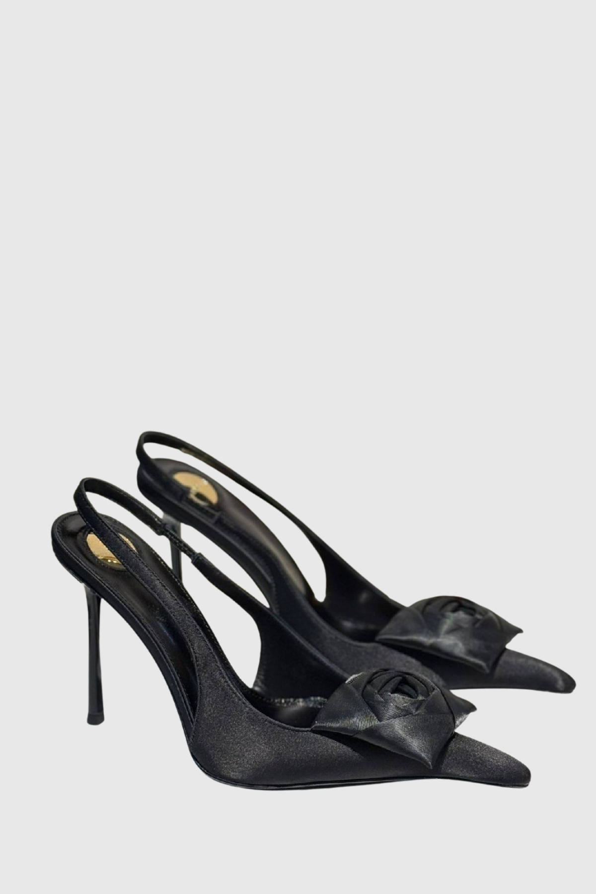 Leoral Rose Satin Slingback Pumps - All Black
