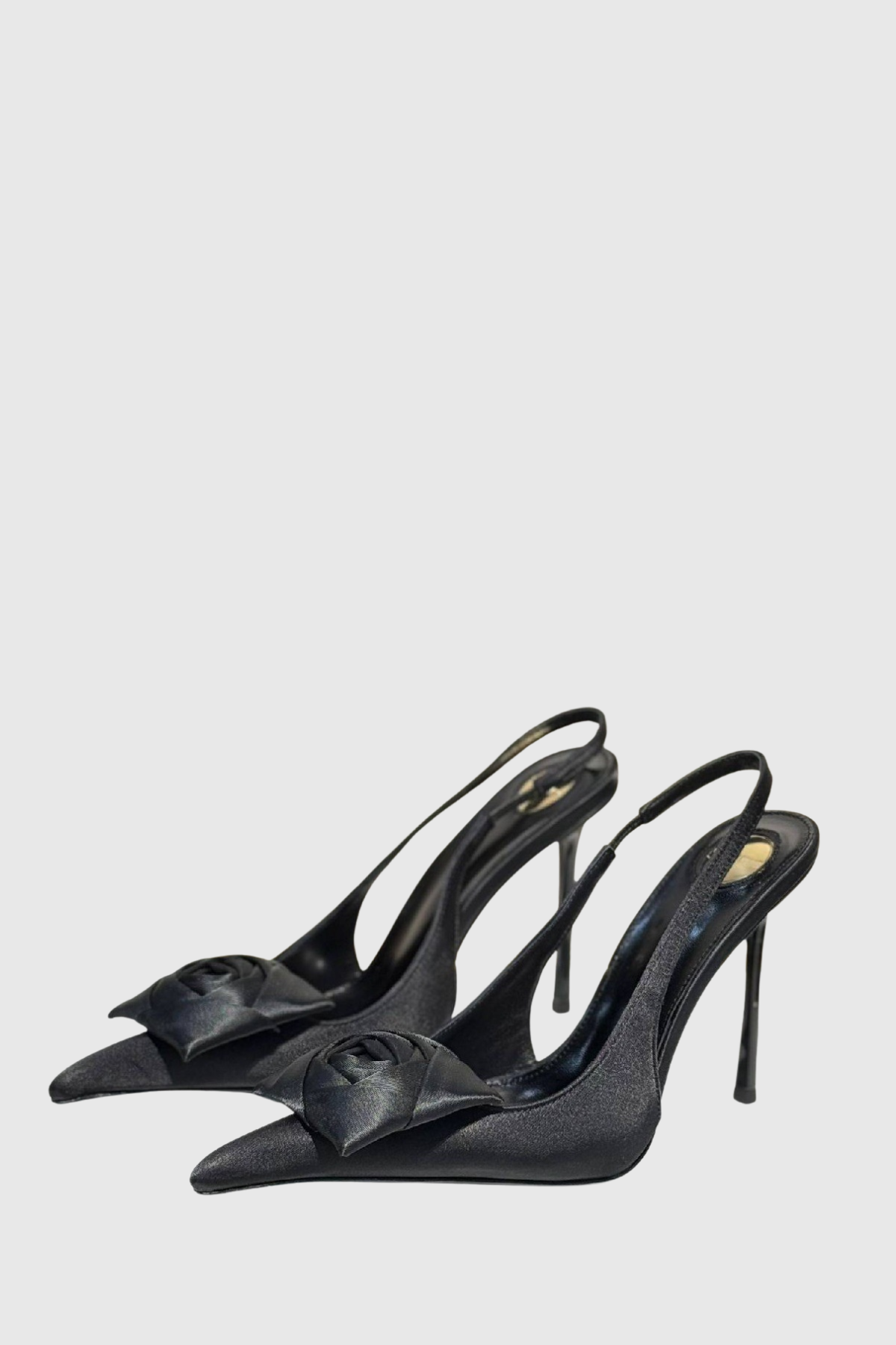 Leoral Rose Satin Slingback Pumps - All Black