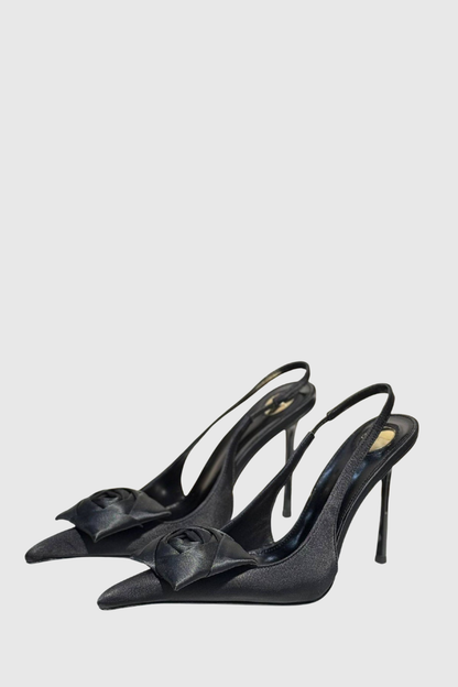 Leoral Rose Satin Slingback Pumps - All Black