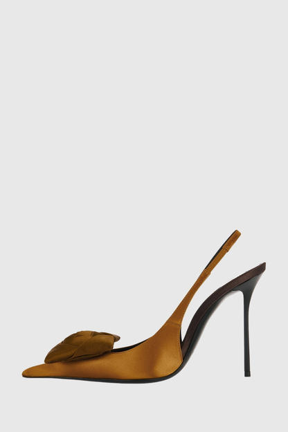 Leoral Rose Satin Slingback Pumps - Brown